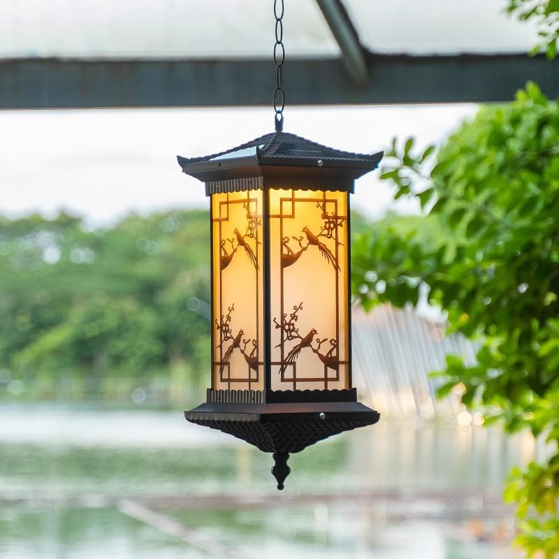 太阳能吊灯户外花园墅灯新防阳灯防水别走廊过道中式古台凉亭吊灯