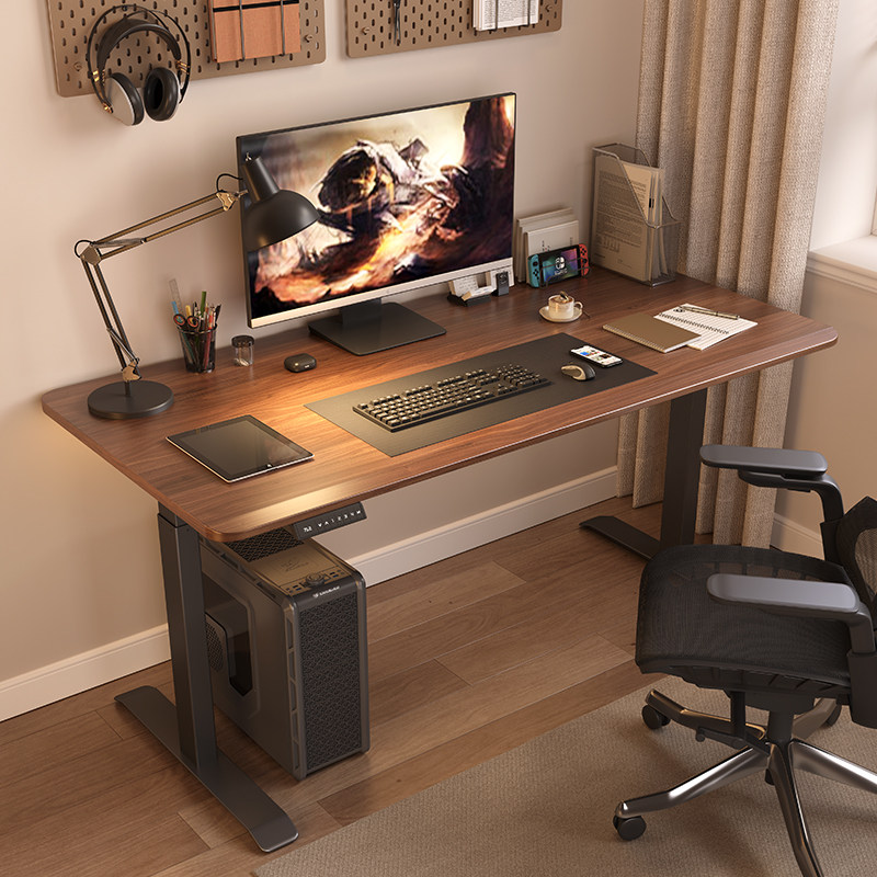 优选智芯智能电动升降桌公学习桌电脑桌实木移动书桌自动升降桌腿