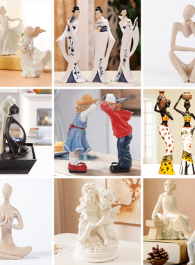 优选客厅电视柜摆件玄关桌面卡通装饰品房间复古小人摆设乔迁新居