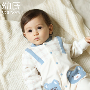 幼氏婴儿连体衣春秋冬哈衣新生儿爬服打底背带款式假两件宝宝衣服