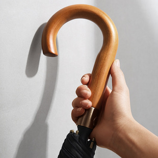 优选暴雨专用真双层布料加大号双人雨伞木柄直杆加固结实抗风长柄