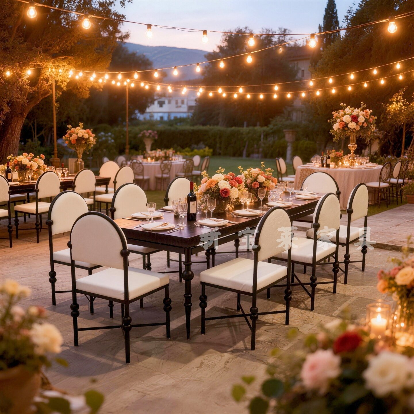 法式复古花园露营休闲烧烤铁艺露天桌椅酒店庭院别墅餐厅户外桌椅