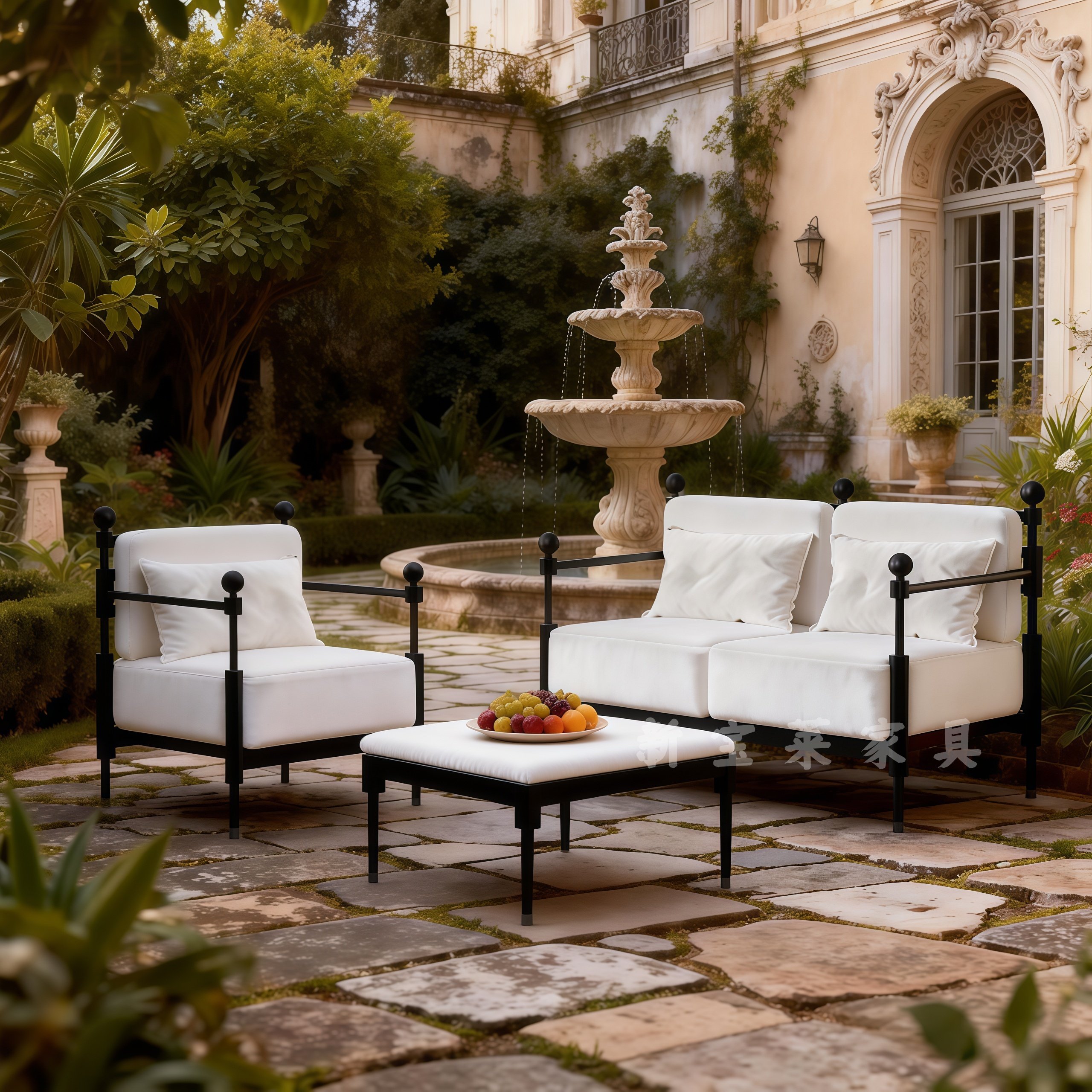 设计师户外花园庭院别墅沙发椅防水防晒法式餐厅休闲沙发茶几组合,住宅家具,户外沙发,淘宝优惠券,粉丝福利购,淘宝优惠卷