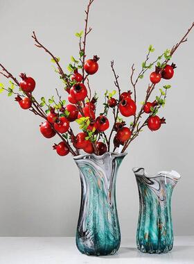 现代轻奢水墨画艺术玻璃花瓶摆件玄关餐桌装饰客厅插花花器样板间