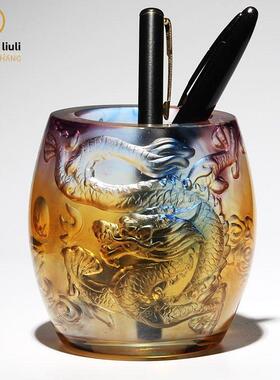 釉龙笔筒办公室老板办公桌饰品，领导礼品，促销生日礼品，男士高