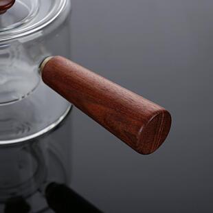 耐高温玻璃茶壶侧把木柄加厚耐热煮茶器带过滤内胆电陶炉泡茶具