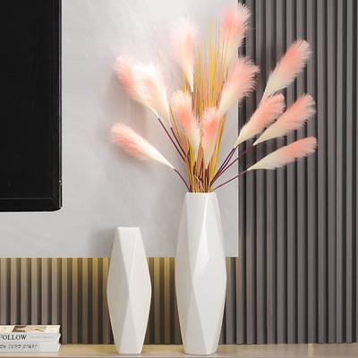 感简约花瓶摆件陶瓷芦苇花组合插花客厅电视柜旁边大落地装D&