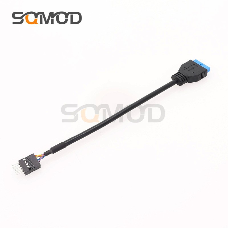 机箱主板USB对接线前置20p母转9p公19针公转9针转接头线  注塑一