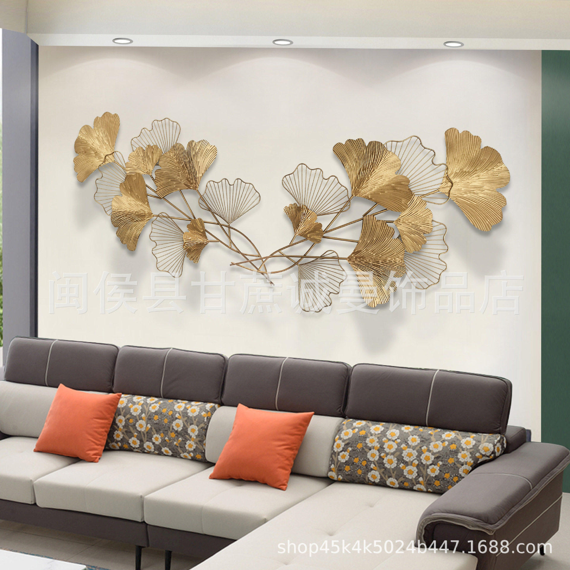 铁艺壁饰餐厅墙面装饰品墙饰壁挂件玄关墙上装饰品金属银杏叶挂饰