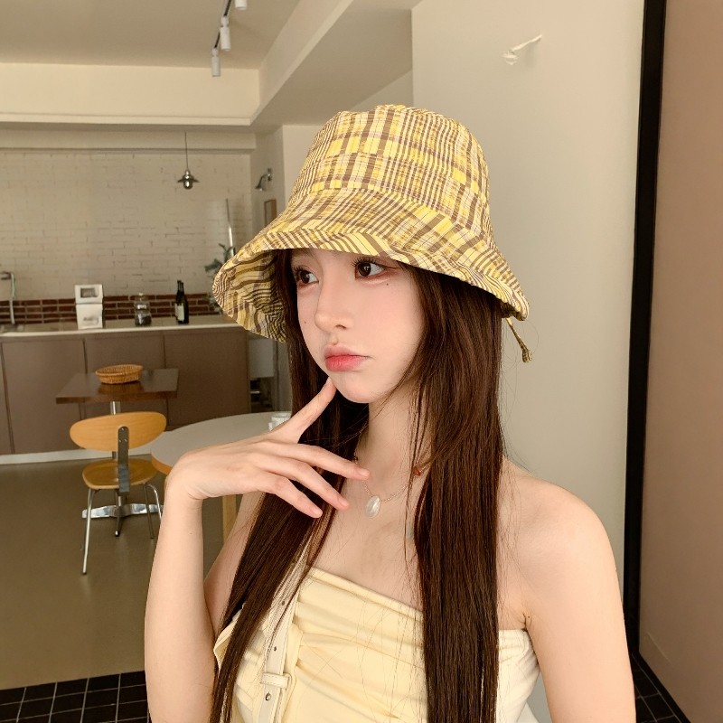 格纹翘边渔夫帽子女春夏新款个性时尚大檐遮脸显脸小遮阳防晒盆帽,服饰配件/皮带/帽子/围巾,帽子,淘宝优惠券,粉丝福利购,淘宝优惠卷