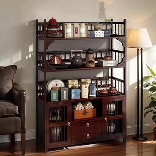 边几沙发边置物架新中式茶水柜非实木茶几边柜新款客厅收纳置物架