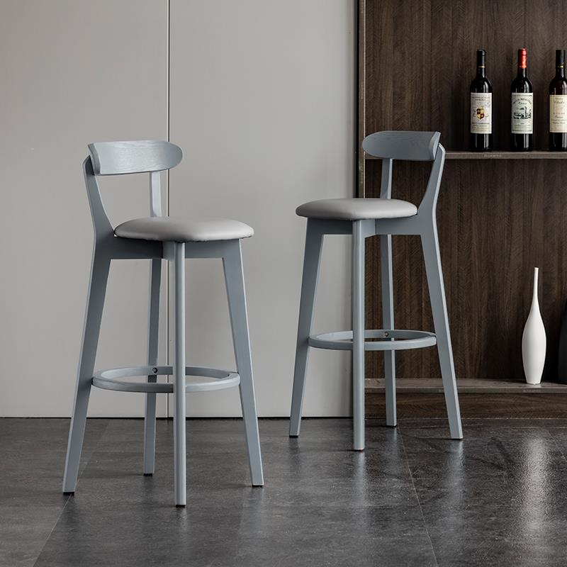 吧台椅子现代简约设计师款实木酒吧椅吧凳轻奢椅北欧高脚凳靠背椅