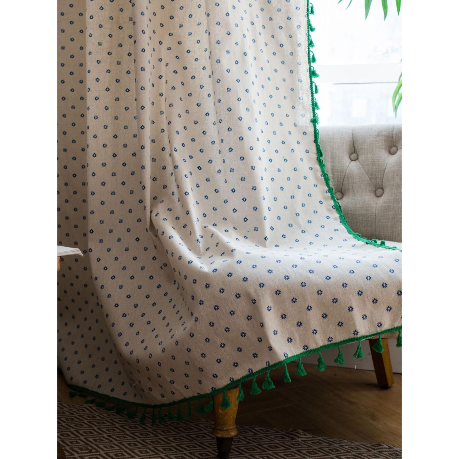 小清新网红棉麻半遮阳民族风格田园窗帘可定制成品落地窗帘、门帘