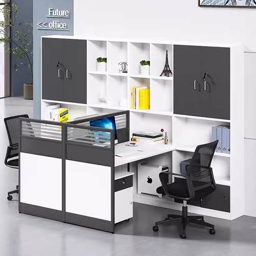 卡座办公桌高柜双人面对面员工财务桌财务室屏风工位办公桌椅组合