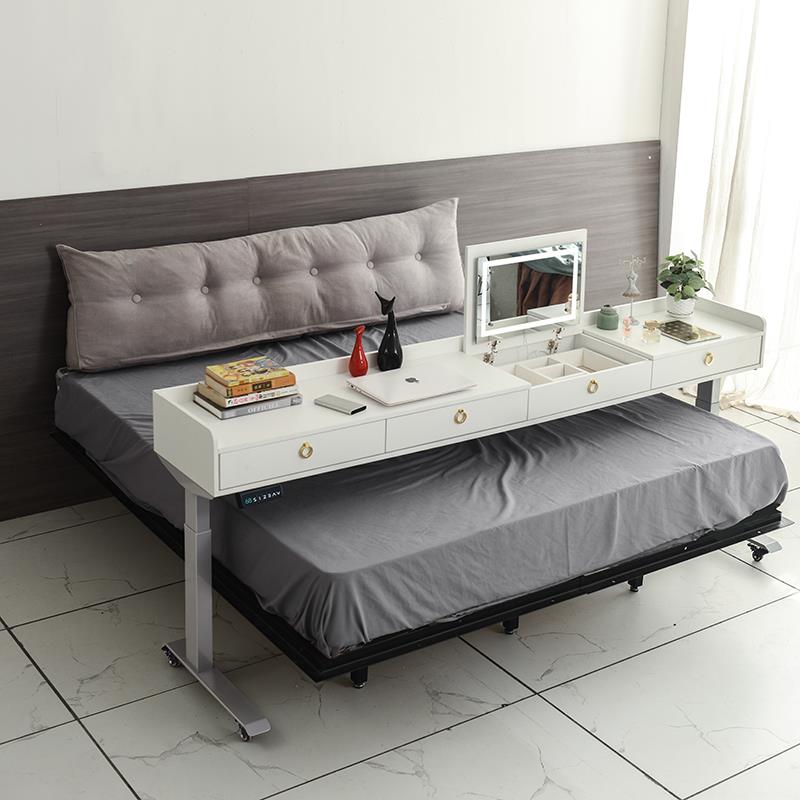 轻奢智能升降电脑桌可移动跨床桌卧室床边桌床尾桌懒人书桌多功能