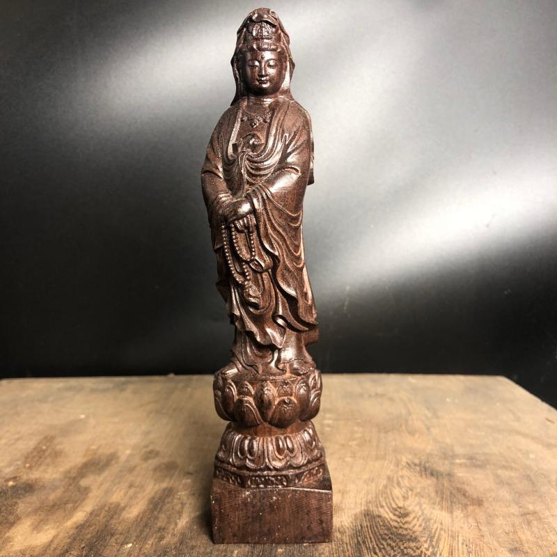 越南沉香木雕念珠观音菩萨人物佛像摆件家居佛堂供奉装饰工艺礼品