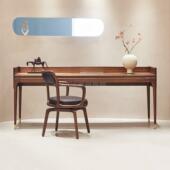 意式 极简书桌北美黑胡桃木电脑桌实木穿线孔写字台家用简约办公桌
