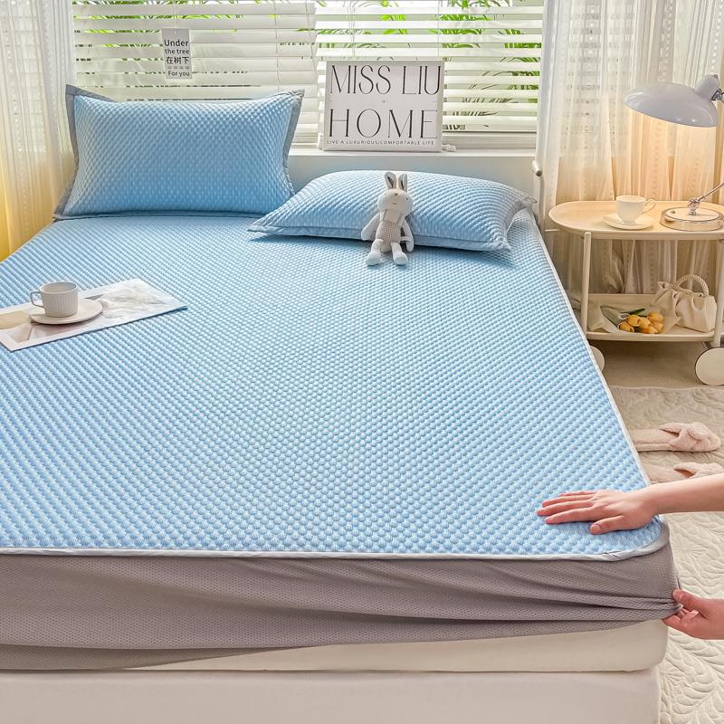 夏季豆豆冰丝凉席床单床笠床裙空调席子三件套学生宿舍单人可水洗