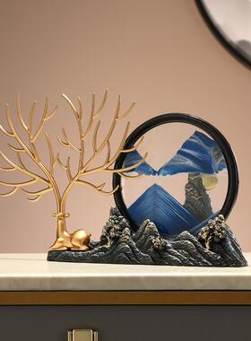 招财麋鹿流沙画摆件家居客厅酒柜装饰玄关电视柜新房乔迁新居礼品