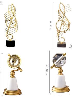 现代创意轻奢金色音乐符号装饰品客厅酒店玄关摆设书房新居摆件