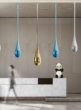 抽象吊装水滴雕塑不锈钢挂饰售楼处商城展厅酒店落地摆台装置摆件