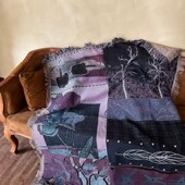 why shop歪店针织挂毯复古典雅花卉沙发Q盖毯双面可用紫鸢