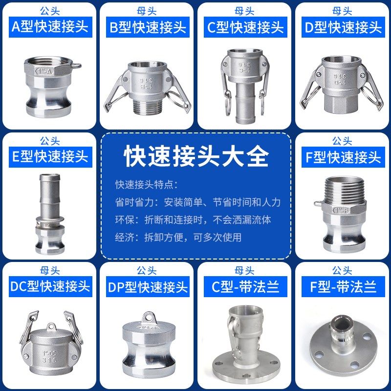 304不锈钢快速接m头C型带法兰型/快装接头/油管快接 C型带法兰接