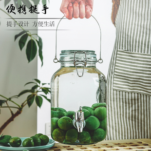 玻璃泡酒瓶密封罐杨梅青梅酒瓶家用自酿泡菜坛子带W龙头葡萄酒瓶