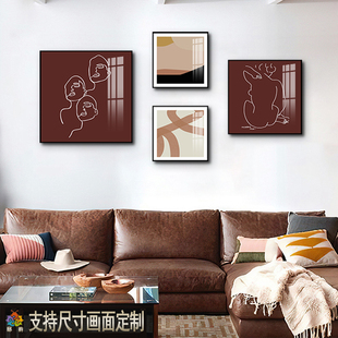 轻奢风餐厅组合装饰画现代简w约客厅沙发背景墙不规则挂画样板间