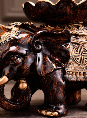 A欧式复古大象摆件 客厅家w居装饰多功能干果盘乔迁吉祥招财送礼
