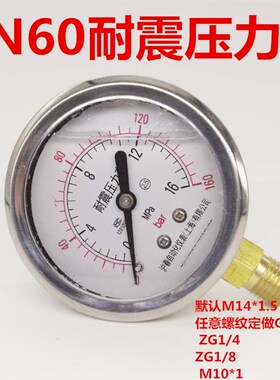 YN60耐震压力表0-0.6/1/1.6/2.5/6/10/16/25/40MPA BAR.抗震油压