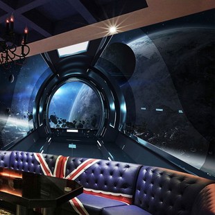科幻风太空舱装饰壁布VR电竞馆房间8D装修未来科技感装Z饰背景墙