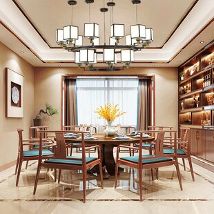 酒店定制大吊灯新中式圆形u餐厅吊灯包厢包间主灯具酒楼饭厅宴会