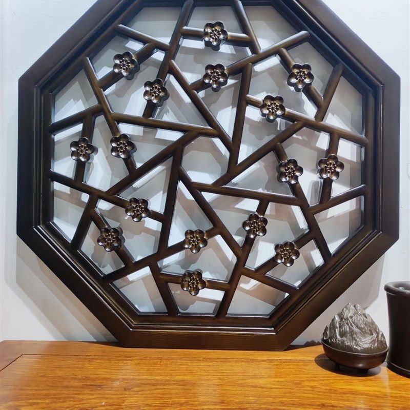 宋式美学小轩窗中式实木r八角挂件花窗花格客厅玄关背景墙窗框门,家居饰品,木雕,淘宝优惠券,粉丝福利购,淘宝优惠卷