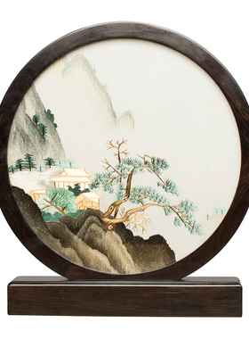 刺绣摆件苏州双面绣桌面摆件创意摆台绣美复古台屏U中国风商务礼