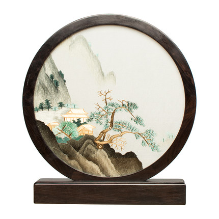 刺绣摆件苏州双面绣桌面摆件创意摆台绣美复古台屏U中国风商务礼