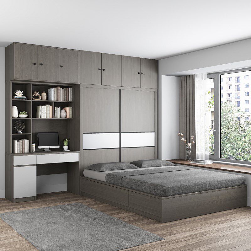 榻榻米衣柜床一体小户型多功能现代简约1.8实木储物床1.Z2米儿童