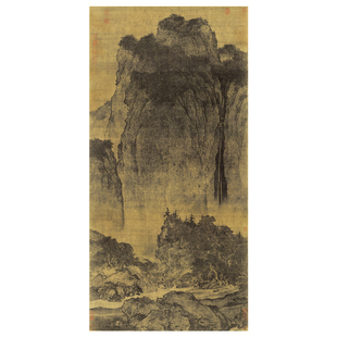 高清微喷画稿北宋范宽 溪山行旅图F中国高山流水画国画绢本临摹