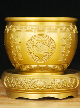 黄铜米缸招财进宝铜缸聚宝盆摆y件聚财存钱罐铜水缸福字缸家居客