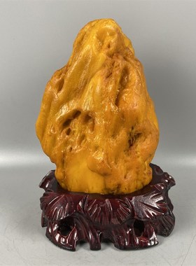 天然玉石c奇石摆件黄蜡石黄龙玉原石家居厅堂会所装饰布景金黄石