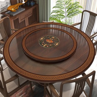 中式圆桌垫磨砂双层圆桌桌布免洗防水防油实木家T用酒店圆形餐桌