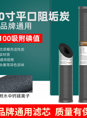 20寸阻垢炭滤芯净水器r过滤烧结活性炭平口厨房售水机除水垢余氯
