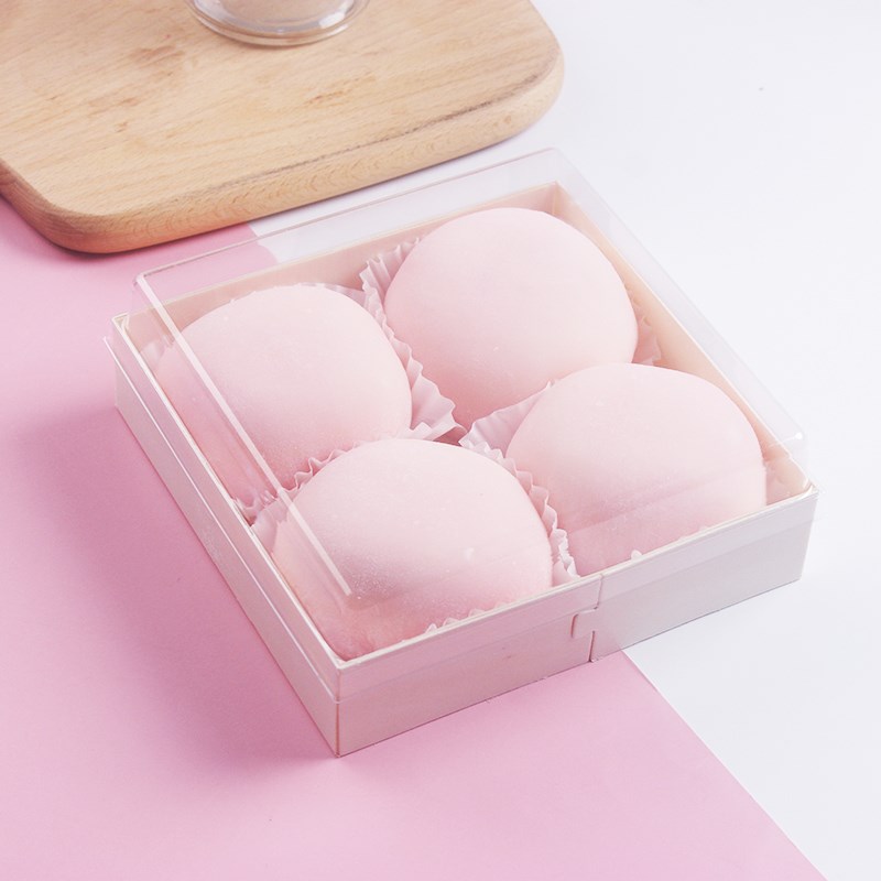 屁桃蜜桃雪媚娘包装盒肉松小贝蛋B黄酥盒4粒装纸托提拉米苏木盒子