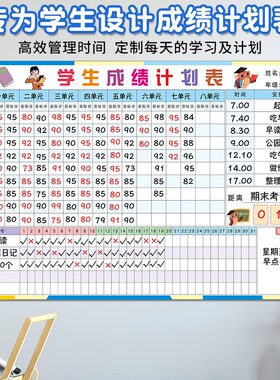 可擦写中小学生开学成绩记录表课程安G排表墙贴目标管理计划表墙