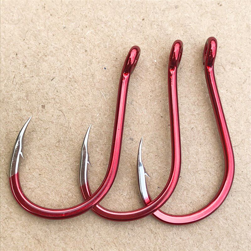 炫彩红歪嘴管付千又m鱼钩海钓矶钓有倒刺钩高强度粗骨锋利大物鱼