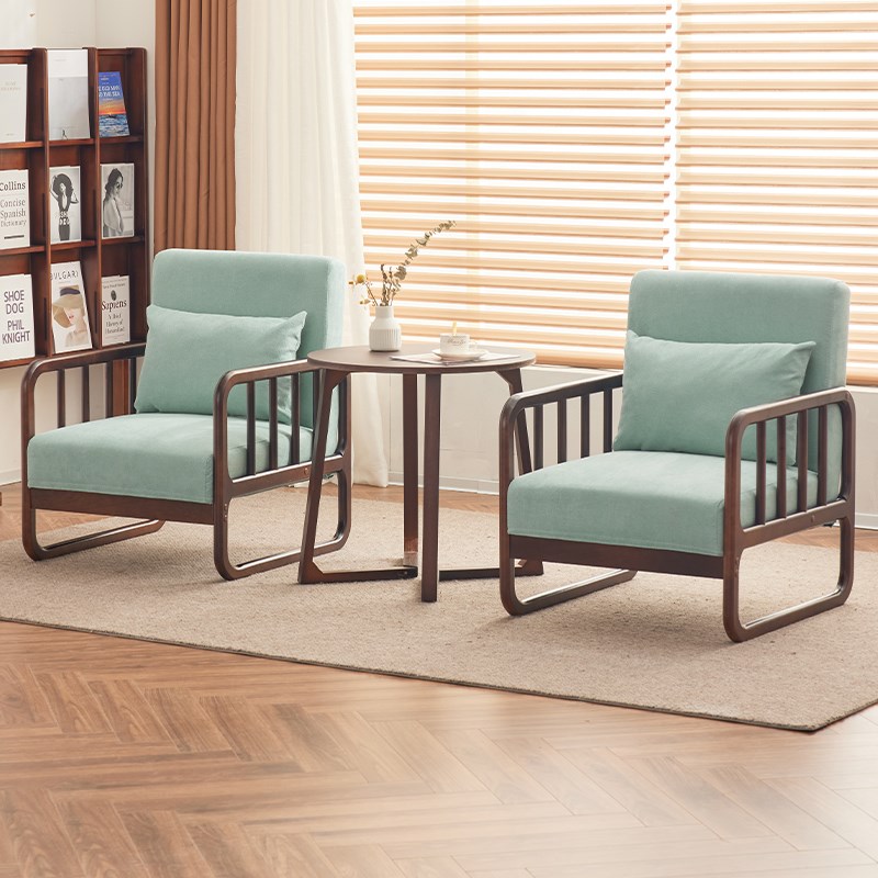 单人沙发椅实木客厅阳台休闲椅家用卧室懒人躺椅简约现代会客椅子