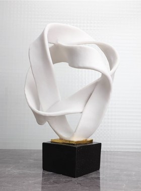 简约现代树脂抽象飘o带雕塑酒店客厅玄关样板房高档装饰工艺品摆