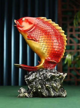 高档彩铜c红锦鲤鱼摆件鲤鱼跃龙门家居开业乔迁礼品家居客厅装饰