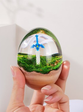 塞尔达传说大师之剑m驱魔之剑桌面迷你小蛋形透明树脂摆件礼物饰