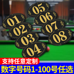 桌球台球桌号码号牌数字号码牌台球厅灯位台球灯标牌柜编号提示H